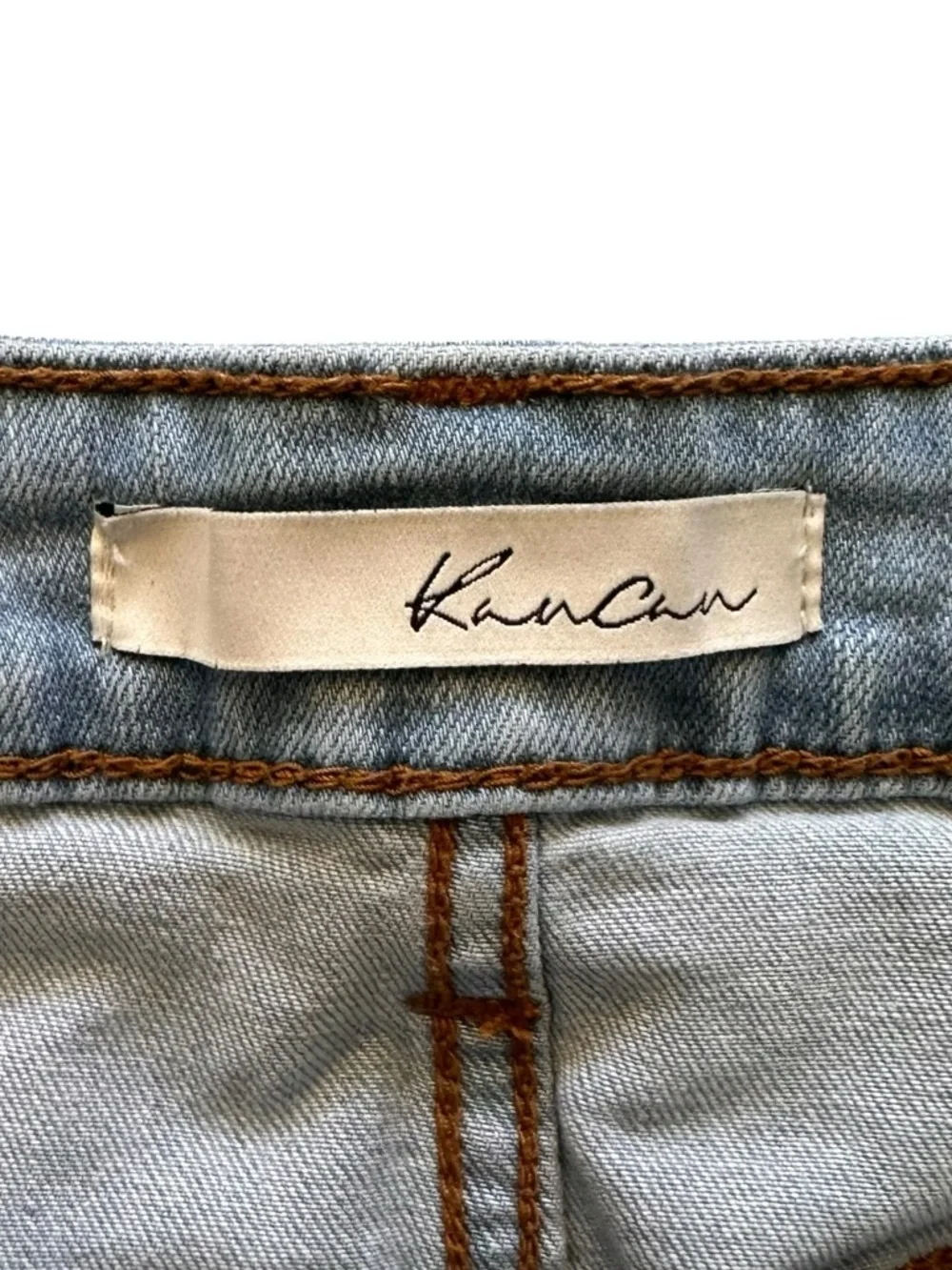 Kancan Distressed Light Wash Button Fly Denim Shorts Size M